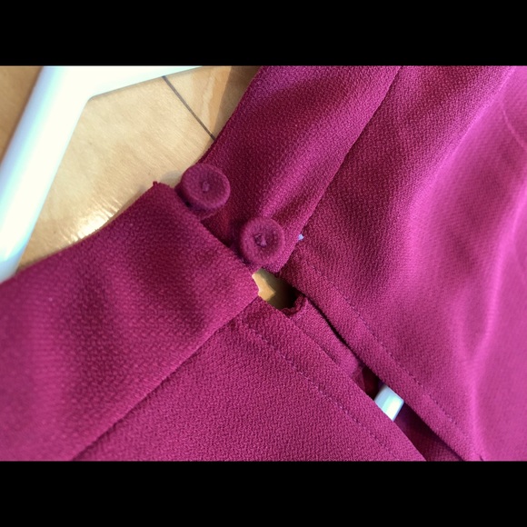 Mock Neck Burgundy Blouse - Picture 3 of 6